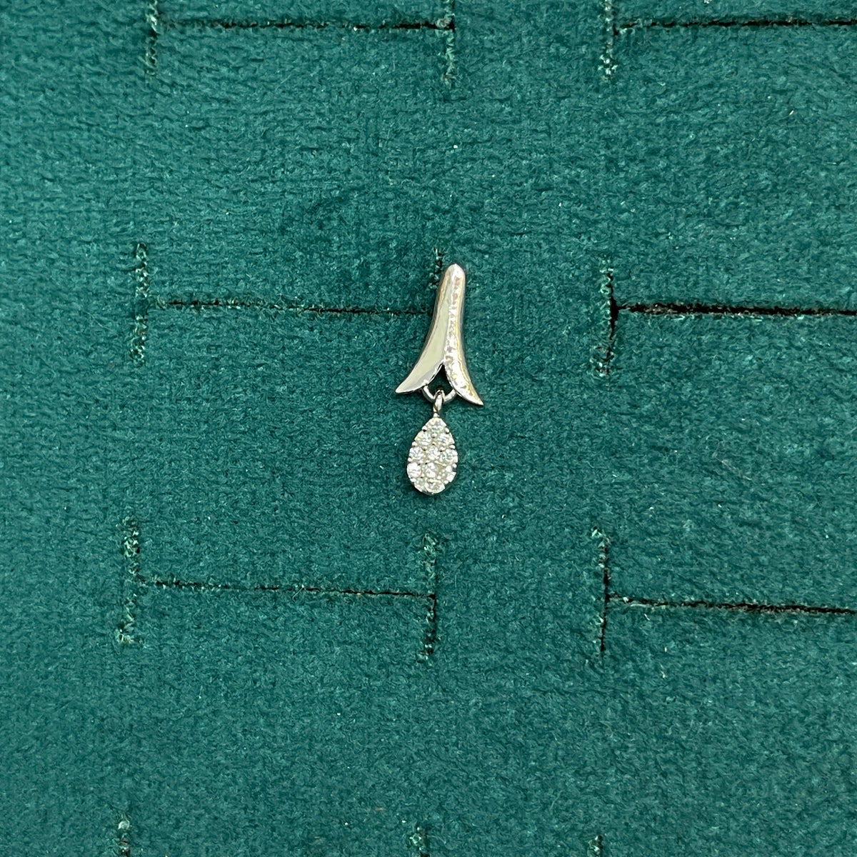 92.5 Sterling Silver Plain Polished Tulip Wing Stud with Pave White CZ Teardrop Drop Earrings for Women