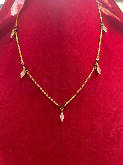 92.5 Silver Gold Plated Charm Black Bead Chain for Women 18 Inches | Stylish Elegant Design | Traditional Jewellery