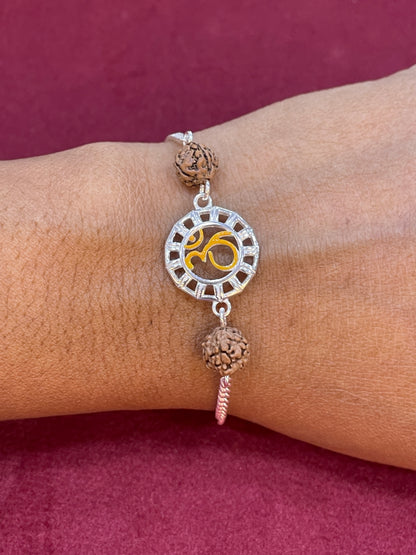 925 Silver Om Rudraksha Rakhi