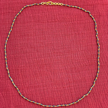 925 Silver Gold Plated Double Beaded Black Diamond Chain