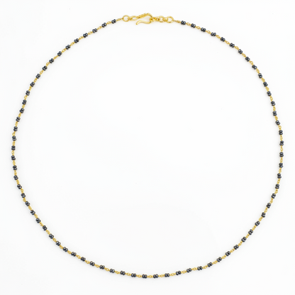925 Silver Gold Plated Double Beaded Black Diamond Chain