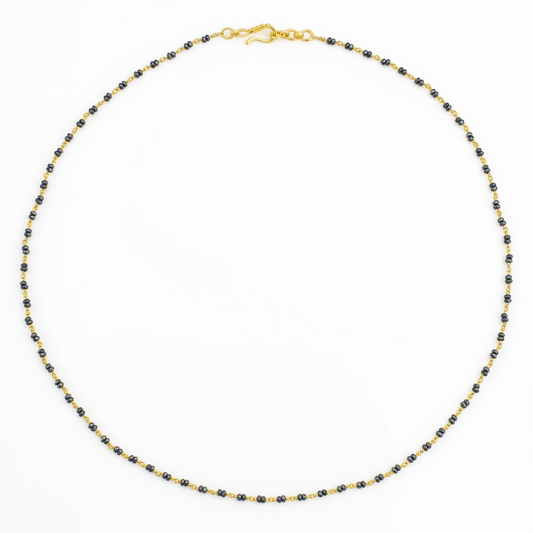 925 Silver Gold Plated Double Beaded Black Diamond Chain