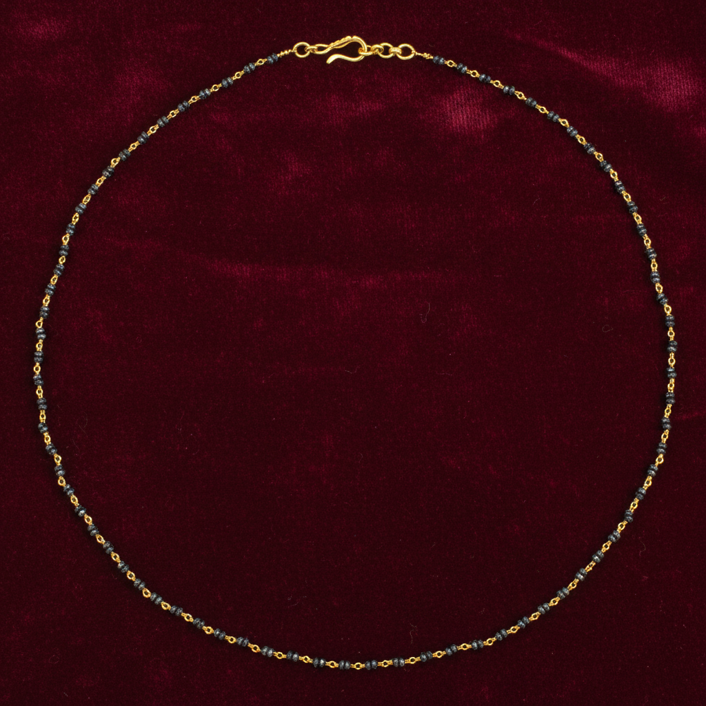 925 Silver Gold Plated Double Beaded Black Diamond Chain