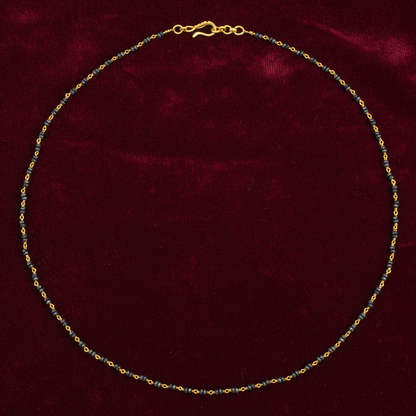 925 Silver Gold Plated Double Beaded Black Diamond Chain