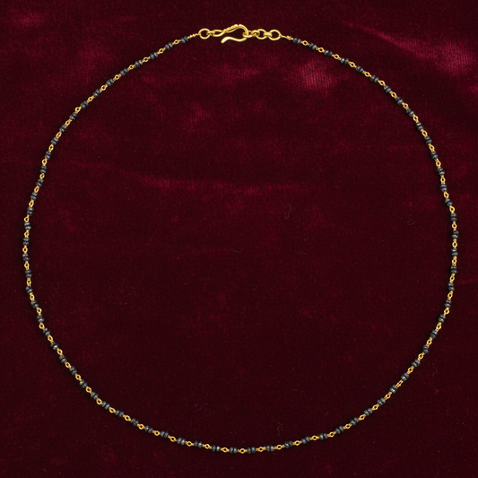 925 Silver Gold Plated Double Beaded Black Diamond Chain