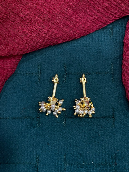 92.5 Silver Mini Jhumki Bugadi (White) | Stylish Cute Design | Elegant Jewellery (pair)