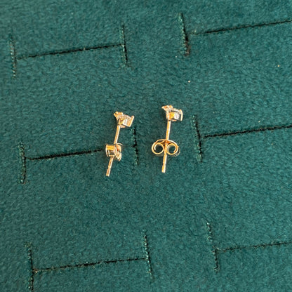 92.5 Sterling Silver Rose Gold Plated CZ Solitaire Crown Second Studs