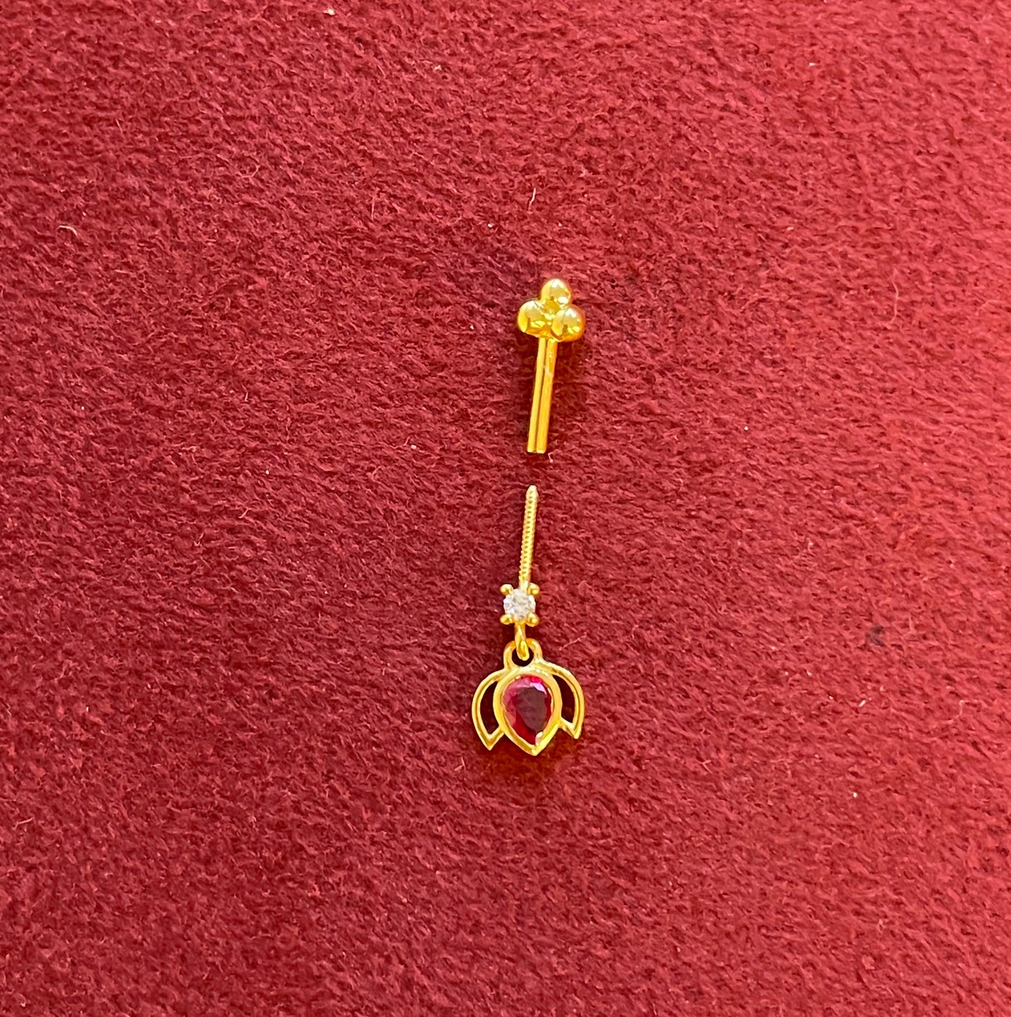 92.5 Silver Gold Plated Lotus Temple Bugadi - Pair