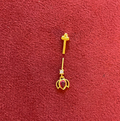 92.5 Silver Gold Plated Lotus Temple Bugadi - Pair