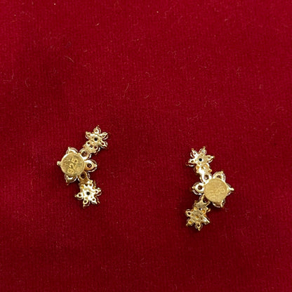 925 Sterling Silver Gold Plated Tri Floral Stud Earrings for Women | Floral Design