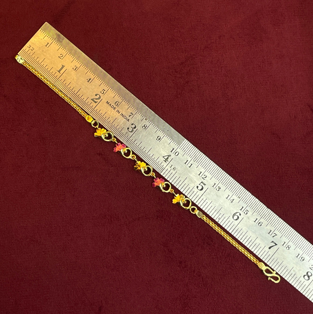 92.5 Silver Gold Plated Enamel Floral Bracelet for Women