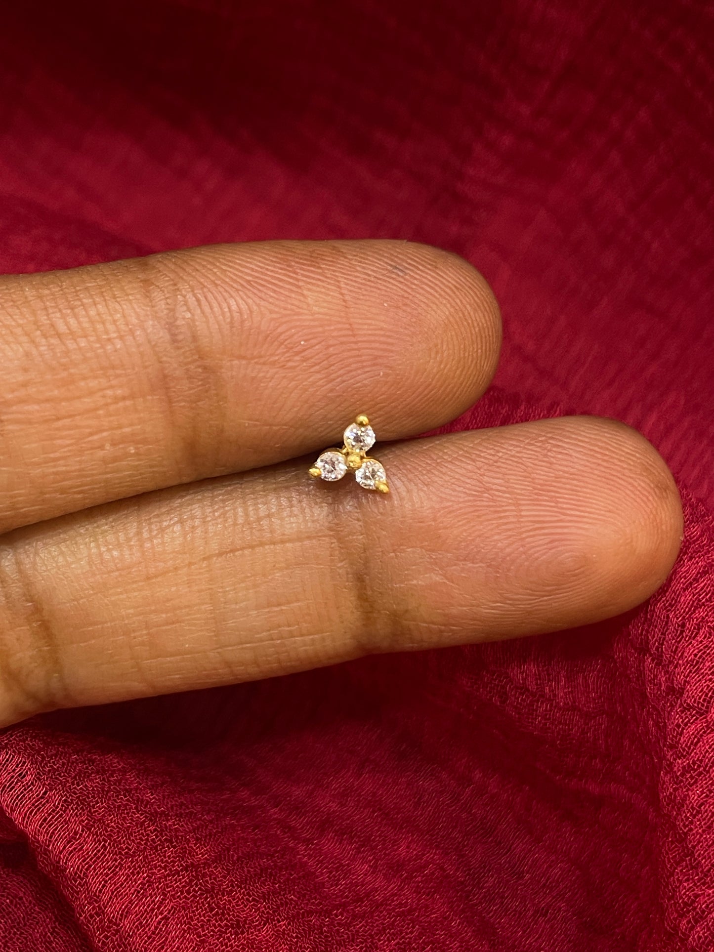 925 Silver Gold Plated Classic 3 Stone Studs for Women | Timeless Design