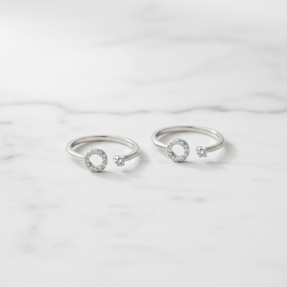 92.5 Silver Round White Stone Toe Rings | Premium Classy Design | Jewellery