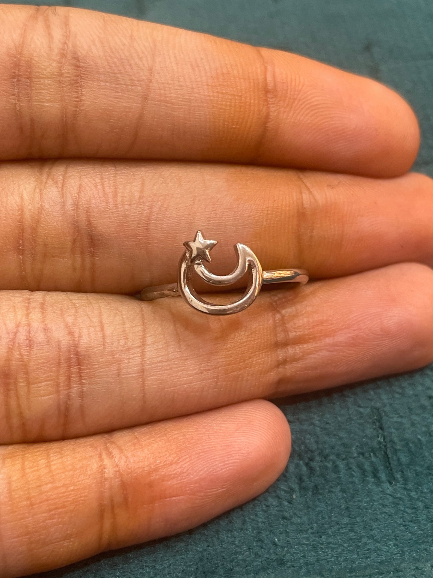 92.5 Silver Moon Star Ring for Women Size 13 | Stylish Celestial Design | Elegant Fashion Jewellery
