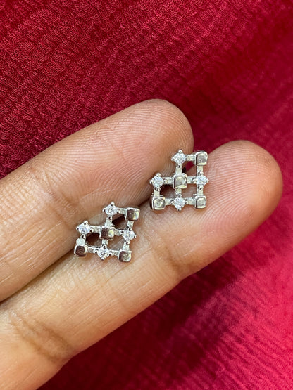 92.5 Silver Tetris Heart Studs | Unique Trendy Design | Jewellery