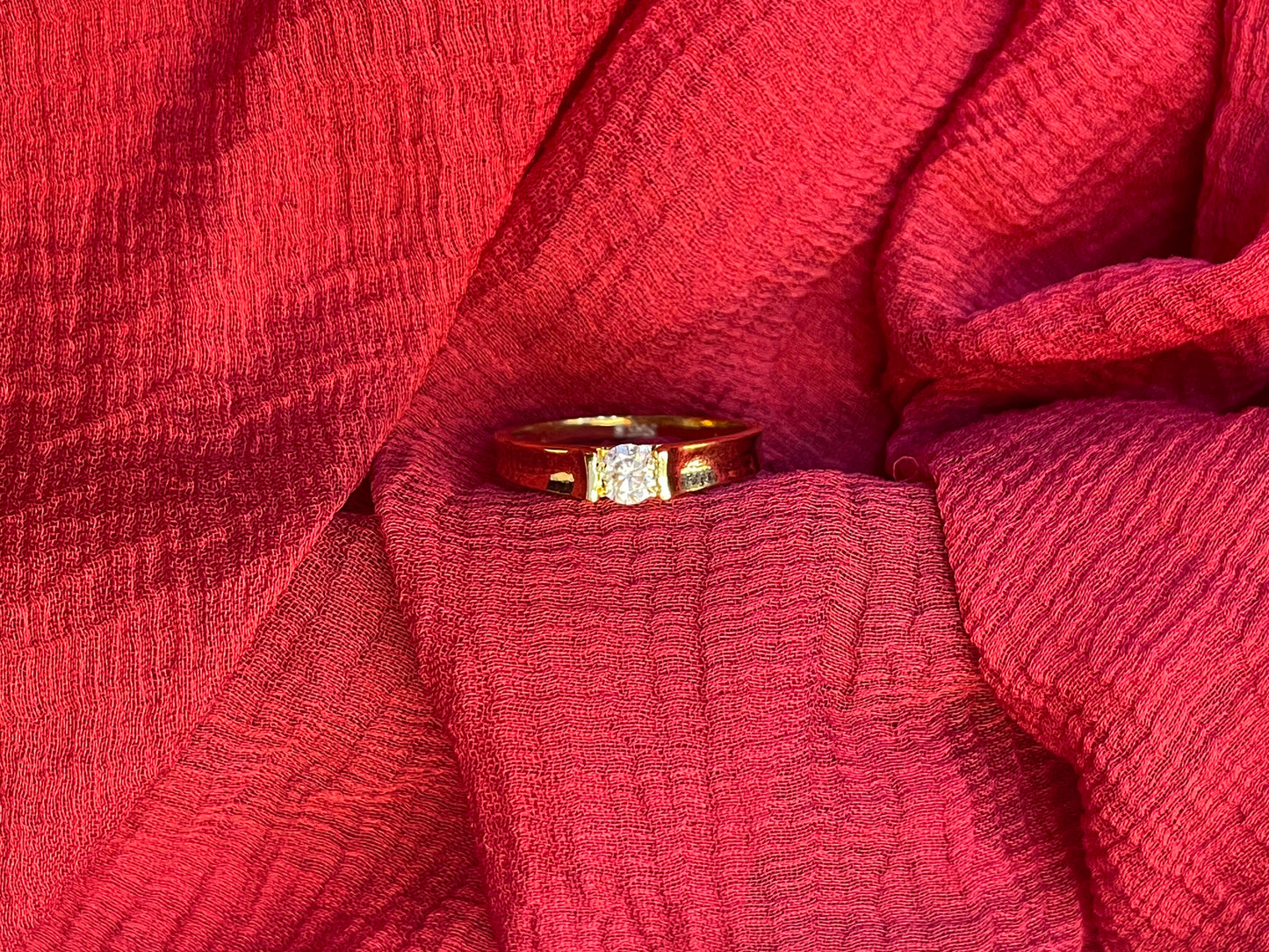 92.5 Silver Gold Plated White Stone Ring for Women Size 10 | Elegant Minimal Jewellery