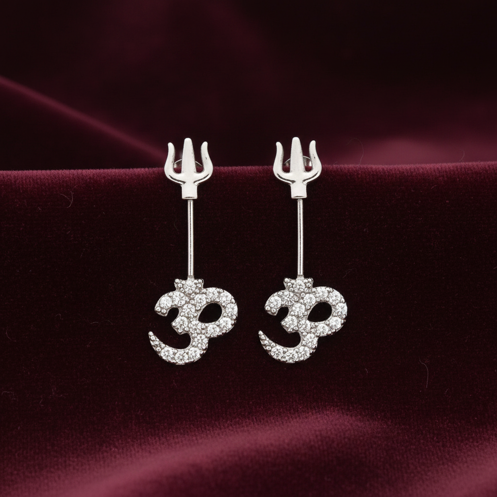 925 Silver Om Trishul Bugadi