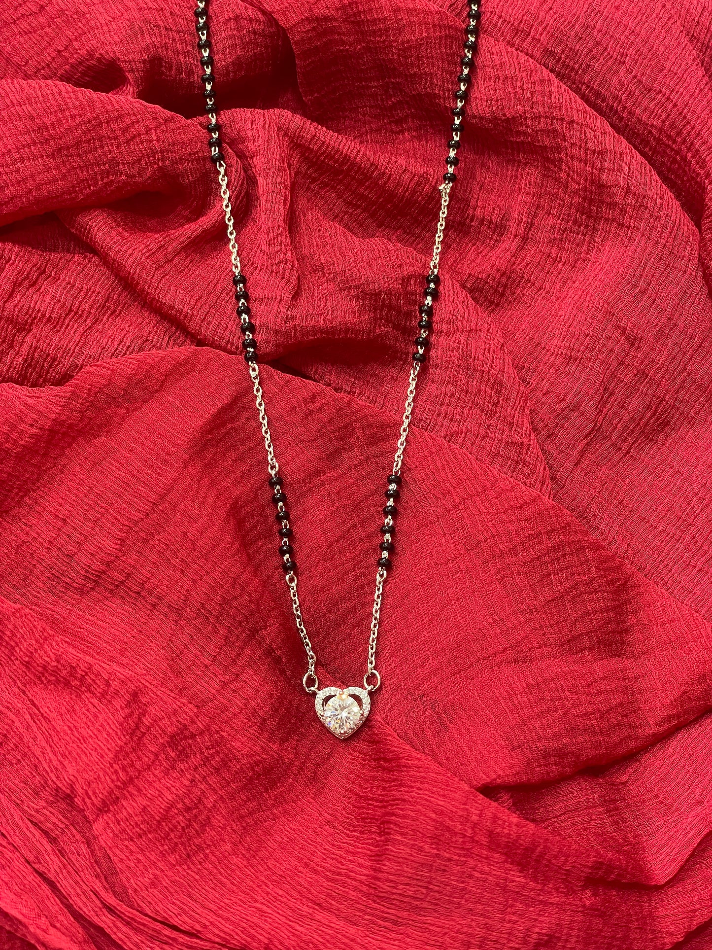 92.5 Silver Black Bead Chain for Women 18.5 Inches | Stylish Mangalsutra Style Daily Wear Jewellery