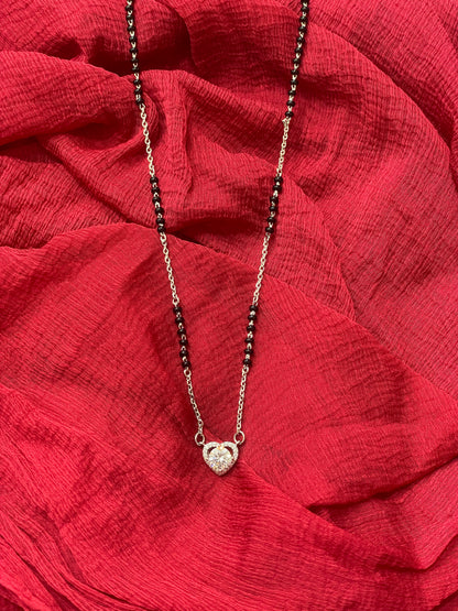 92.5 Silver Black Bead Chain for Women 18.5 Inches | Stylish Mangalsutra Style Daily Wear Jewellery