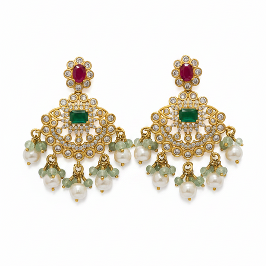 92.5 Silver Gold Plated Multicolor Earrings for Women | Stylish Vibrant Design | Trendy Jewellery pair