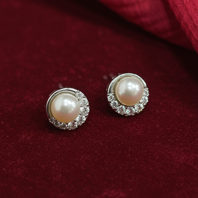 92.5 silver classy stylish pearl earrings
