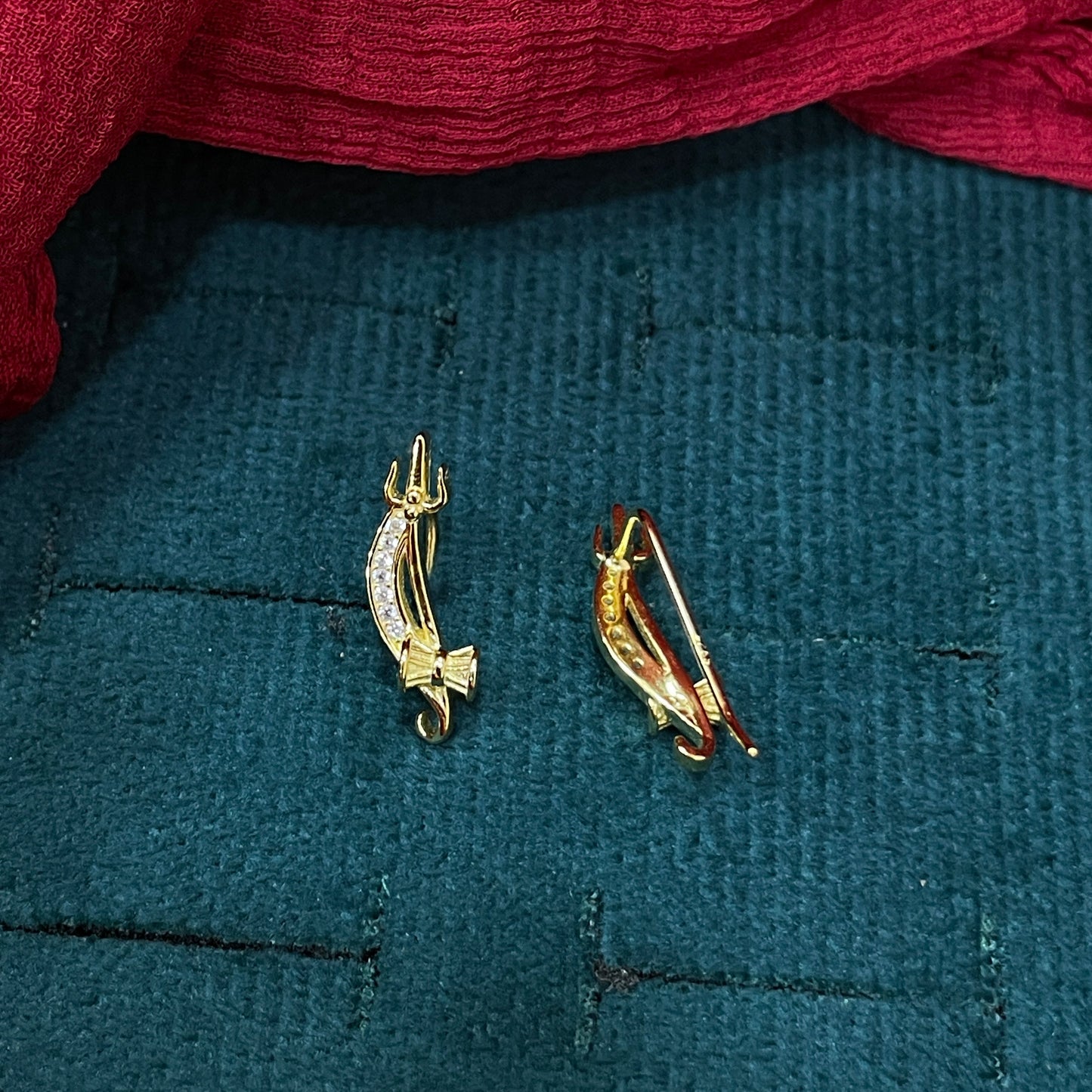 925 Sterling Silver Gold Plated Trishul Ear Cuffs for Women | Traditional & Contemporary Design
