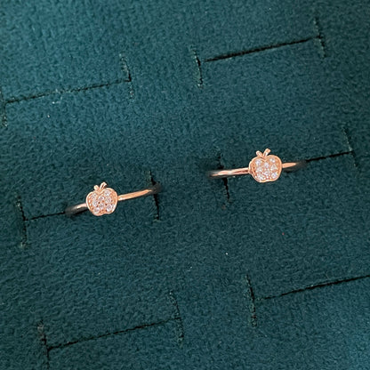 92.5 Silver Rose Gold Plated White CZ Apple Toe Rings