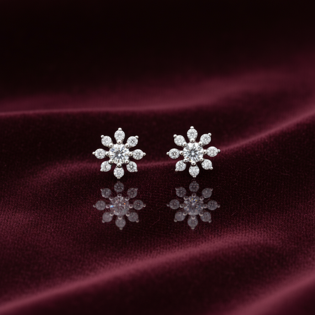925 Silver 8 Petal Studs - Ball back