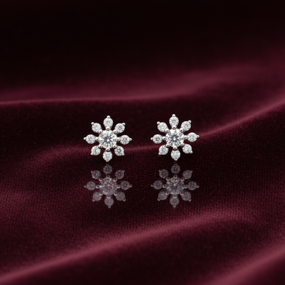 925 Silver 8 Petal Studs - Ball back