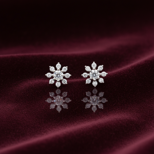 925 Silver 8 Petal Studs - Ball back