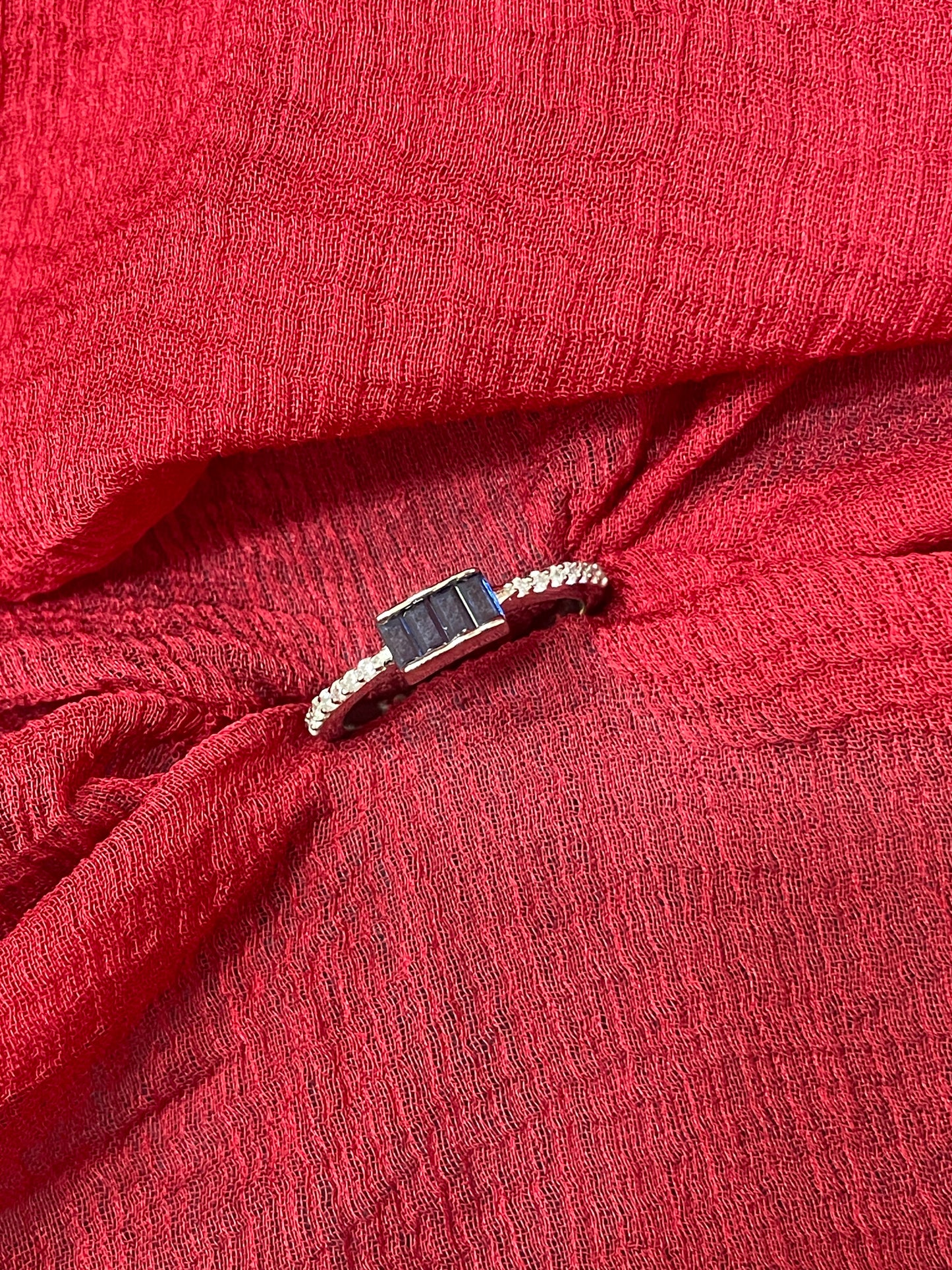 92.5 silver minimal blue stone ring size 7