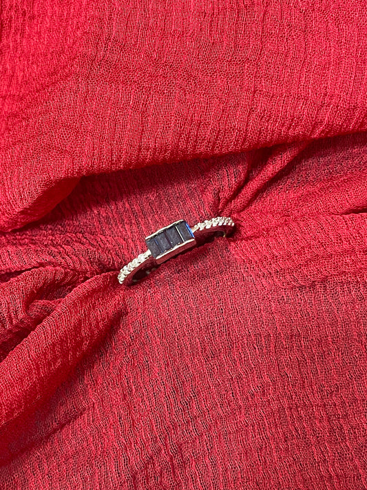 92.5 silver minimal blue stone ring size 7