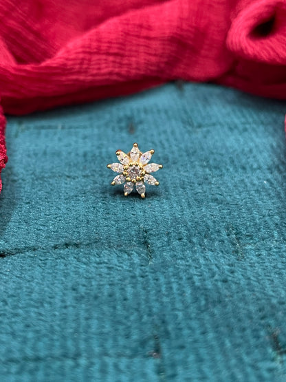 925 Silver Gold Plated Daisy Nosepin