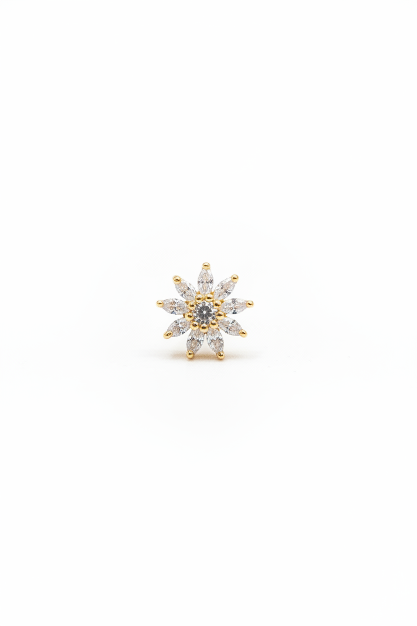 925 Silver Gold Plated Daisy Nosepin