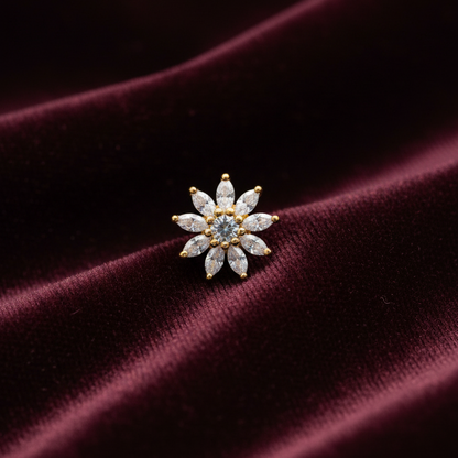 925 Silver Gold Plated Daisy Nosepin