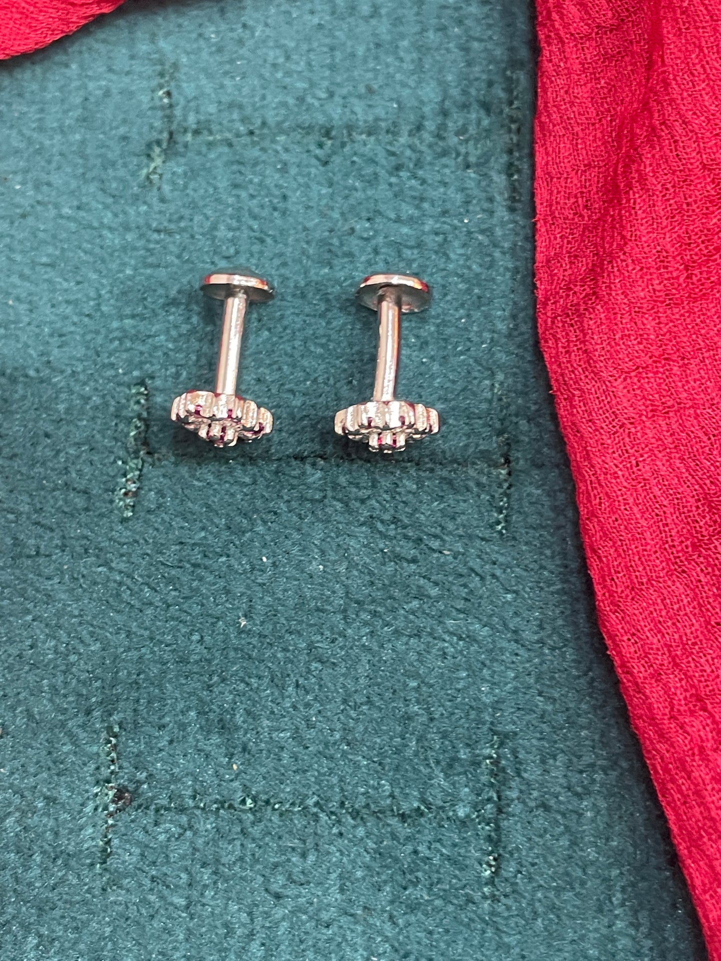 92.5 Silver Ruby Star Studs Pair