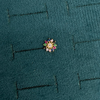 925 Silver Gold Plated multicolor studs pair