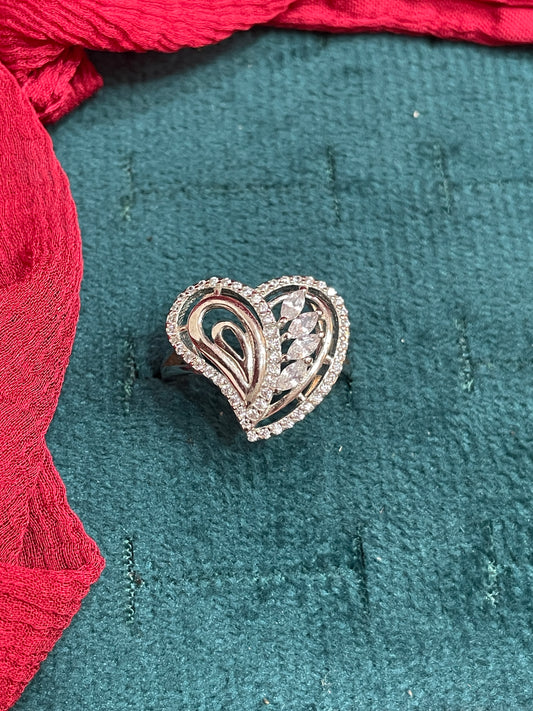92.5 Silver Heart Ring for Women | Stylish Romantic Design | Elegant Daily Wear Jewellery