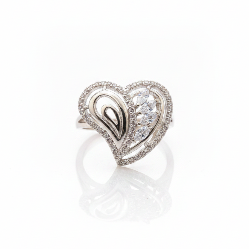 92.5 Silver Heart Ring for Women | Stylish Romantic Design | Elegant Daily Wear Jewellery