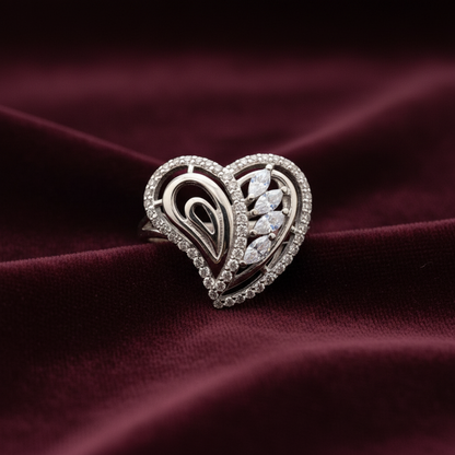 92.5 Silver Heart Ring for Women | Stylish Romantic Design | Elegant Daily Wear Jewellery