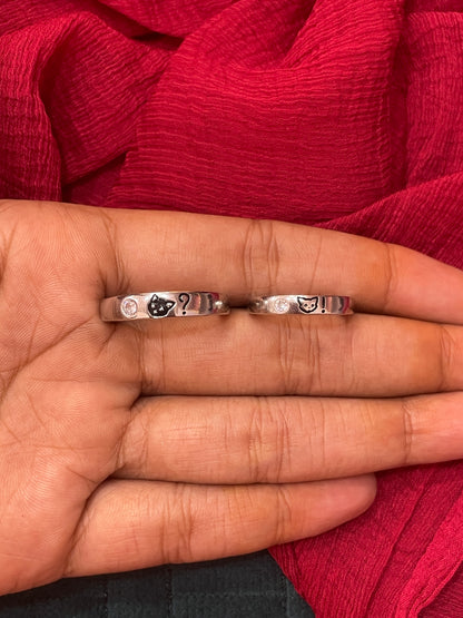92.5 Silver Cat Couple Rings for Men Size 21 & Women Size 11 | Stylish Cute Matching Design | Elegant Love Jewellery