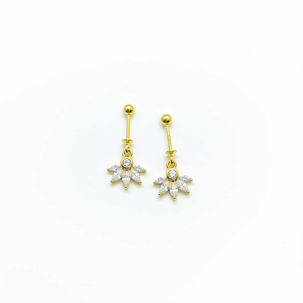 925 Silver Gold-Plated Petal Dangler Bugadi Pair