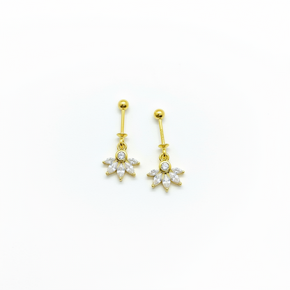 925 Silver Gold-Plated Petal Dangler Bugadi Pair