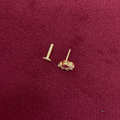 92.5 Sterling Silver Gold Plated Ruby Red CZ Crown Nose Pin for Women