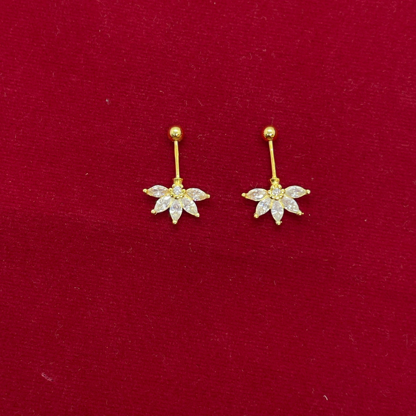 925 Silver Gold-Plated Half Flower Bugadi Pair