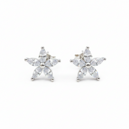 92.5 Silver Star White Stone Earrings for Women | Celestial Sparkle Design | Elegant Jewellery