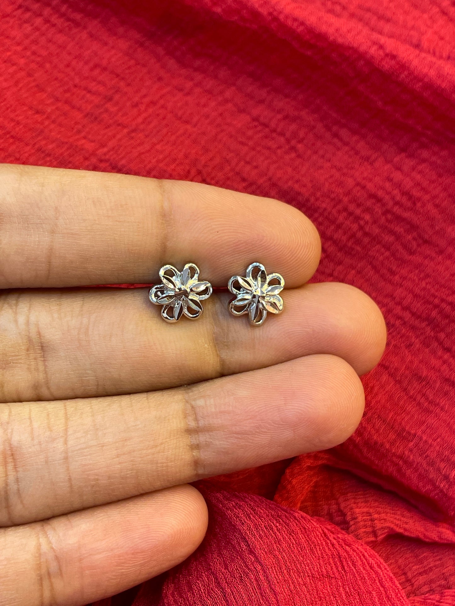 92.5 Silver Minimal Flower Stud Earrings for Women | Delicate Floral Design | Elegant Jewellery