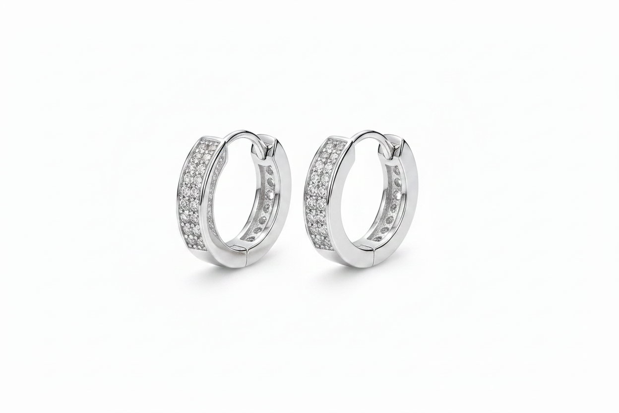 92.5 Silver Classy White Stone Bali - single piece