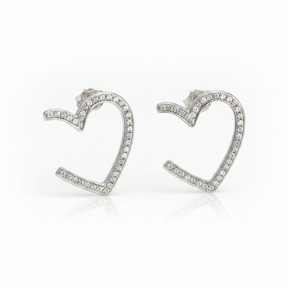 92.5 Silver Heart Shape Earrings | Romantic Elegant Design | Jewellery pair
