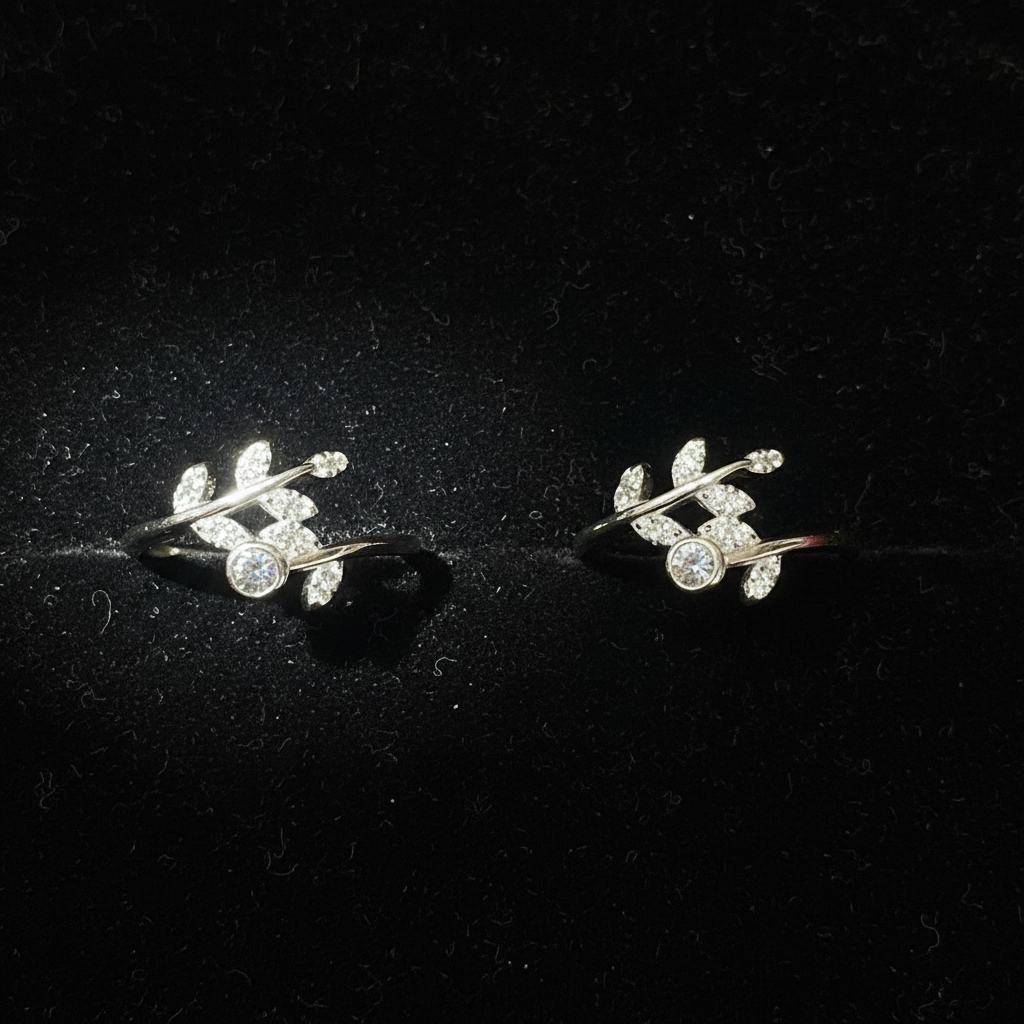 92.5 Silver Leaf Toe Rings | Elegant Nature Inspired Design | Jewellery